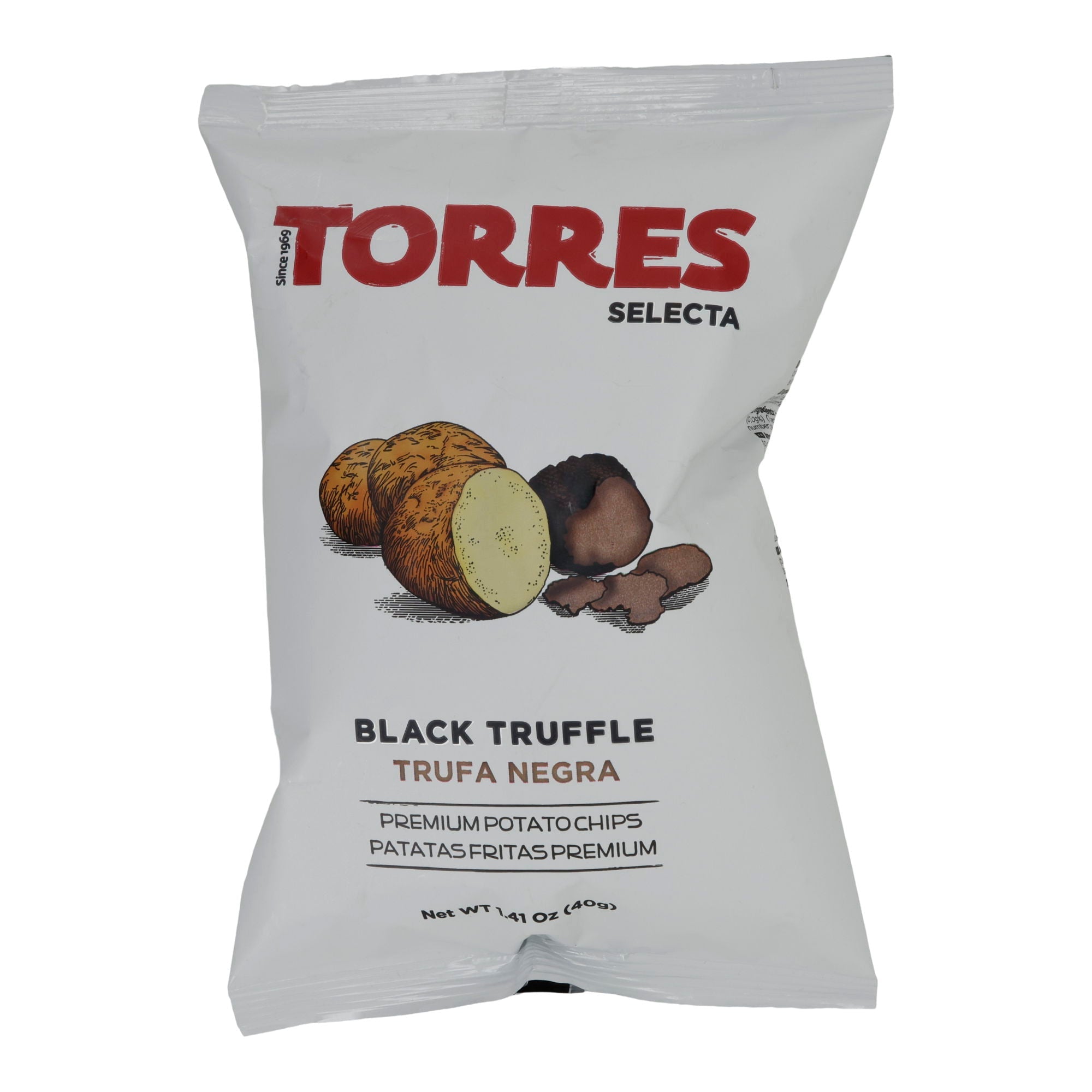 Premium Chips Torres | Black Truffle Chips | Gourmet Kartoffelchips mit schwarzem Trüffel | 40 g Silca